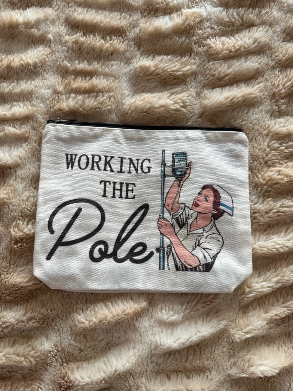 Working The Pole Canvas Funny Nurse Zip Pouch - White